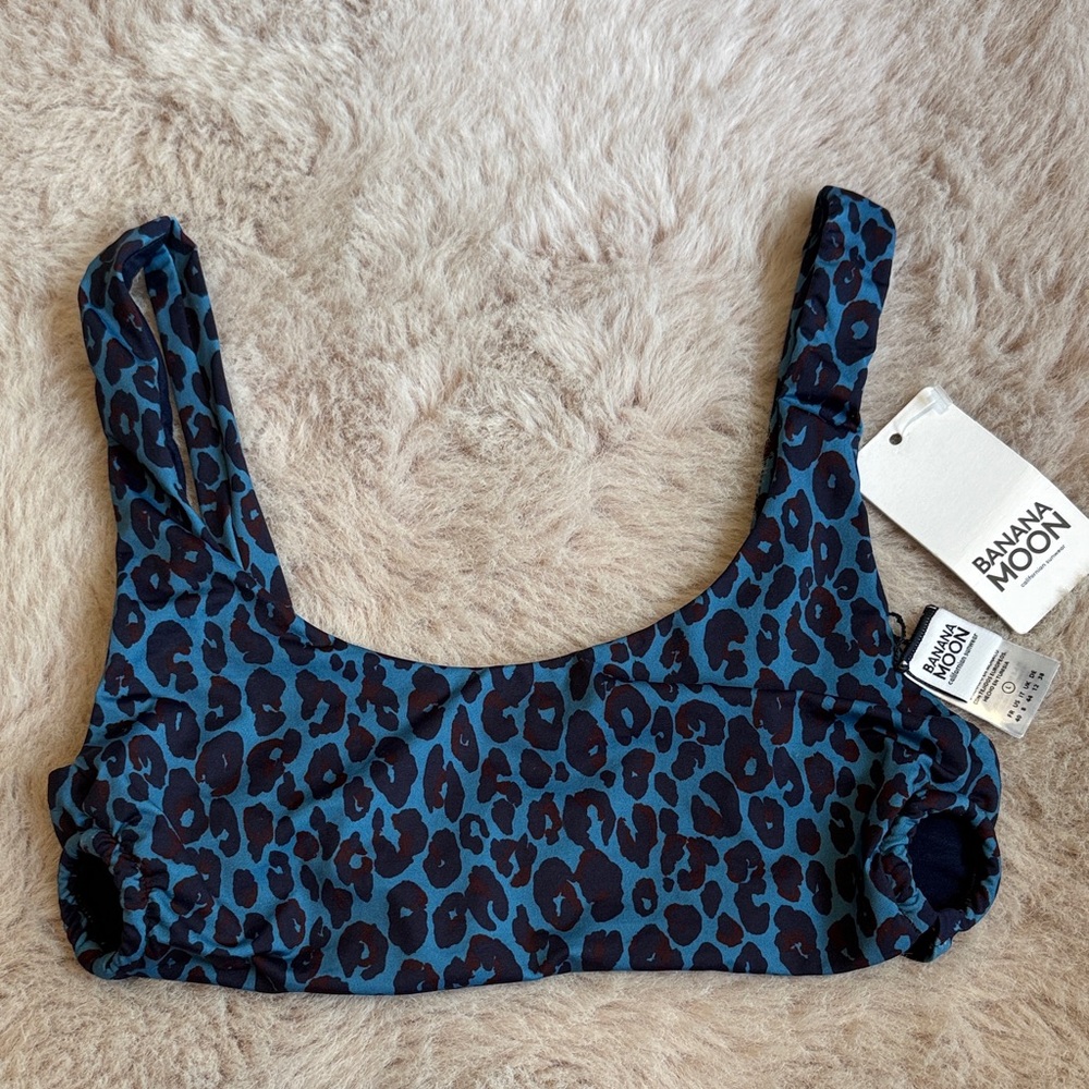 Bananamoon Blue and Brown Leopard Bikini Top